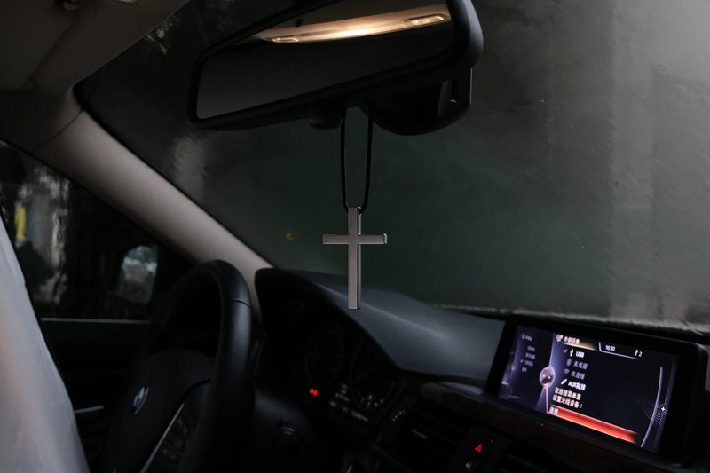Fsforcar Cross Hanging Ornaments for Car Rear View Mirror  Cross Metal Car Charm  Pendant Decoration for Car  Truck  Home Decor (Black) - Image 3